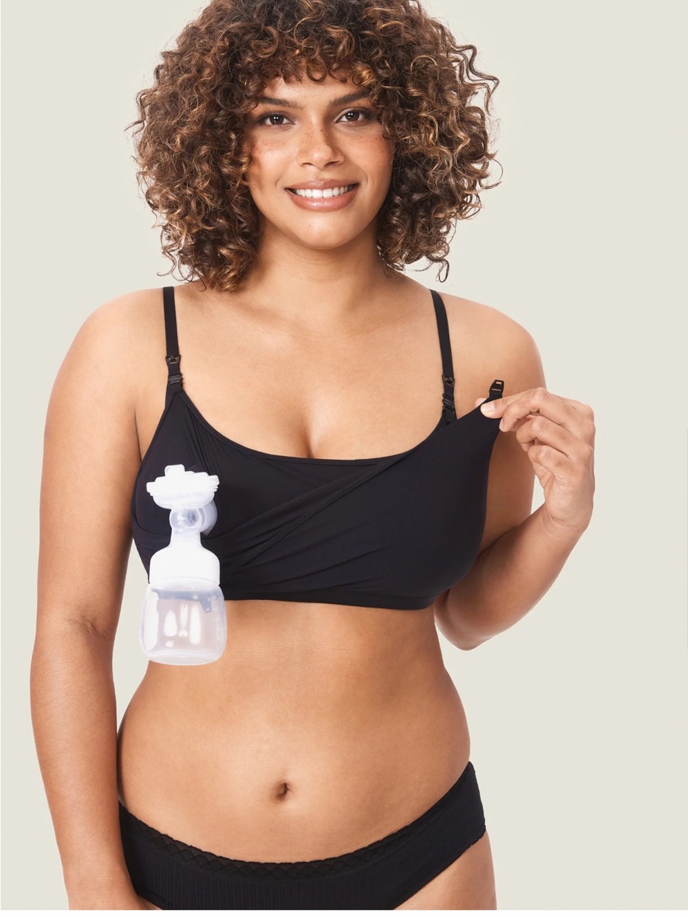 MOMANDA Inbarely® All-In-One Pumping Bra Black XL A127 Smooth Double Layer Pad